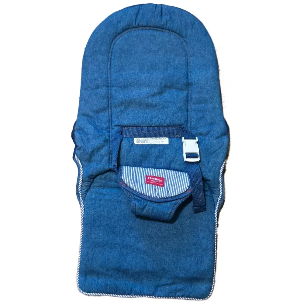Vintage OshKosh Bgosh Baby Bouncer Seat Cover Denim Hickory Stripe Blue
